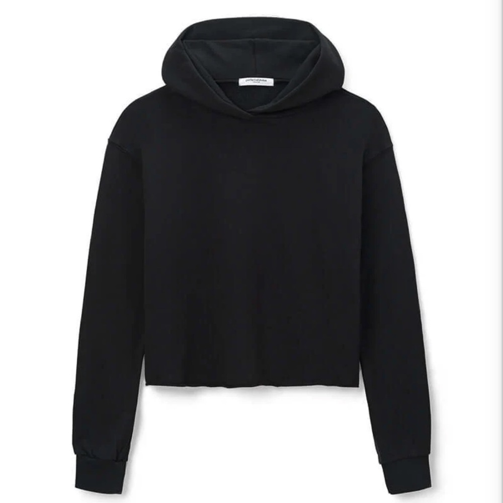 perfectwhitetee Black Boxy Crop Hoodie